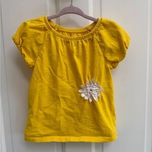 Genuine Kids Osh Kosh 3T Girls Yellow and White Flower Short Sleeve Blouse Top